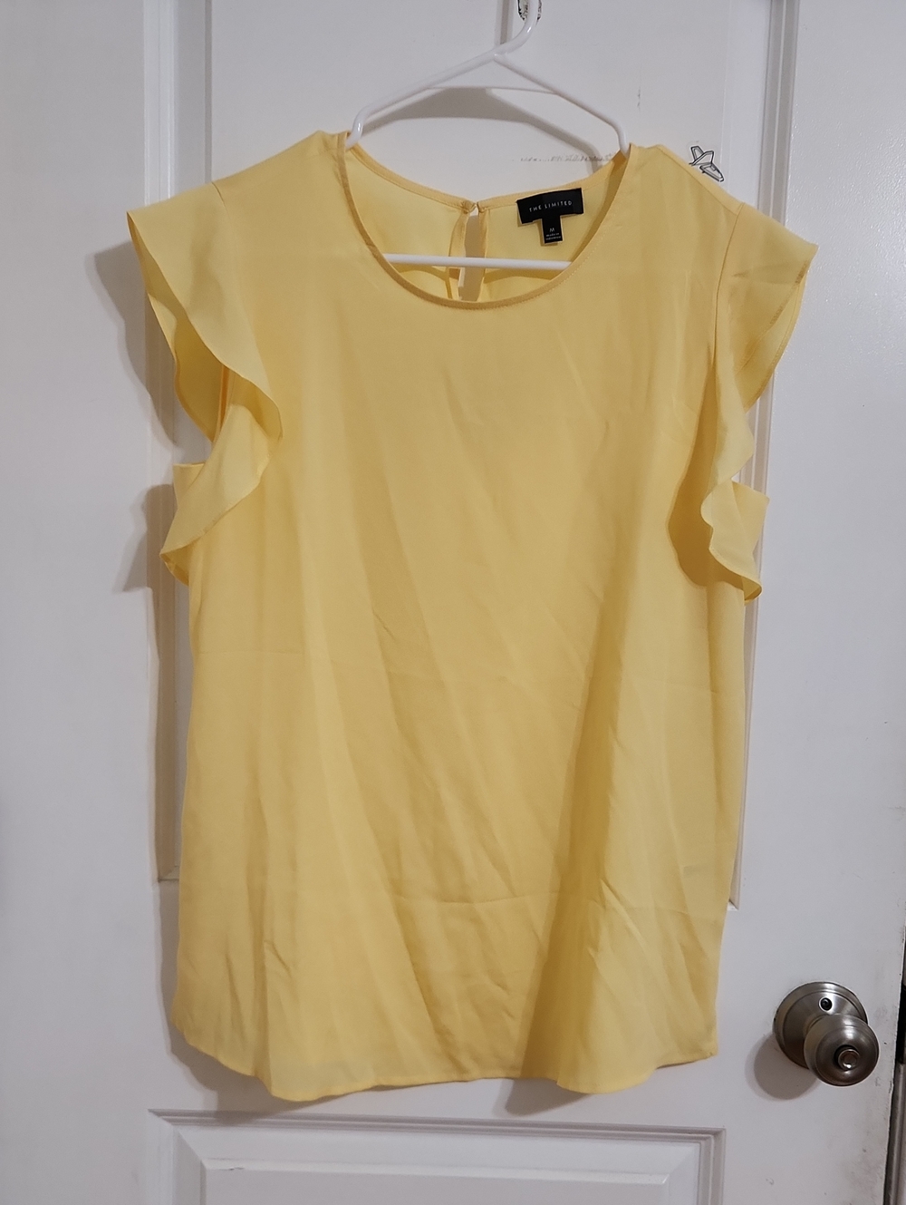 The Limited Yellow Ruffle Cap-Sleeve Blouse